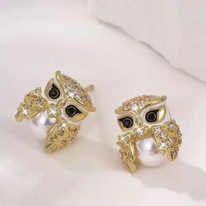 Vintage Boho Owl Earrings with Synthetic Zirconia | Copper Statement Jewelry 🦉